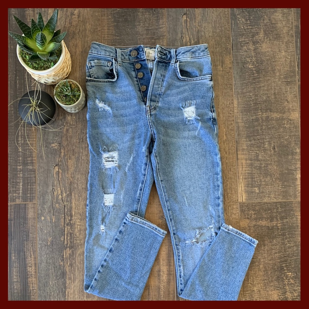 Skinny High Waisted Light Ripped Jeans